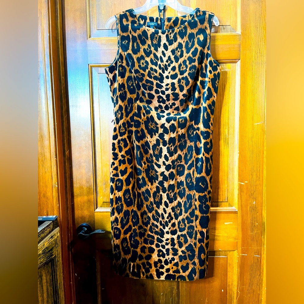 Talbots Velveteen Leopard Sheath Dress Sz 10 NWT